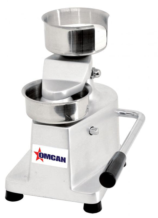 Omcan 21572 Top-Down Press Patty Maker with Rear-Mounted Paper Holder with 4" Diameter