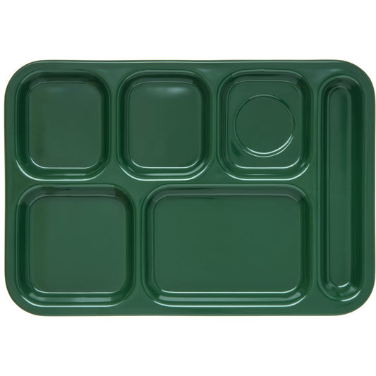 Carlisle 4398808 14.5" x 10" Forest Green 6-Compartment Melamine Right Hand Tray