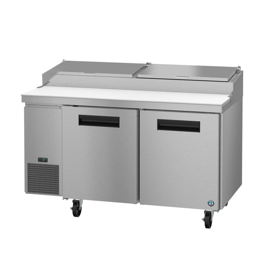 Hoshizaki PR60B Two Section Stainless Doors Pizza Prep Table Refrigerator