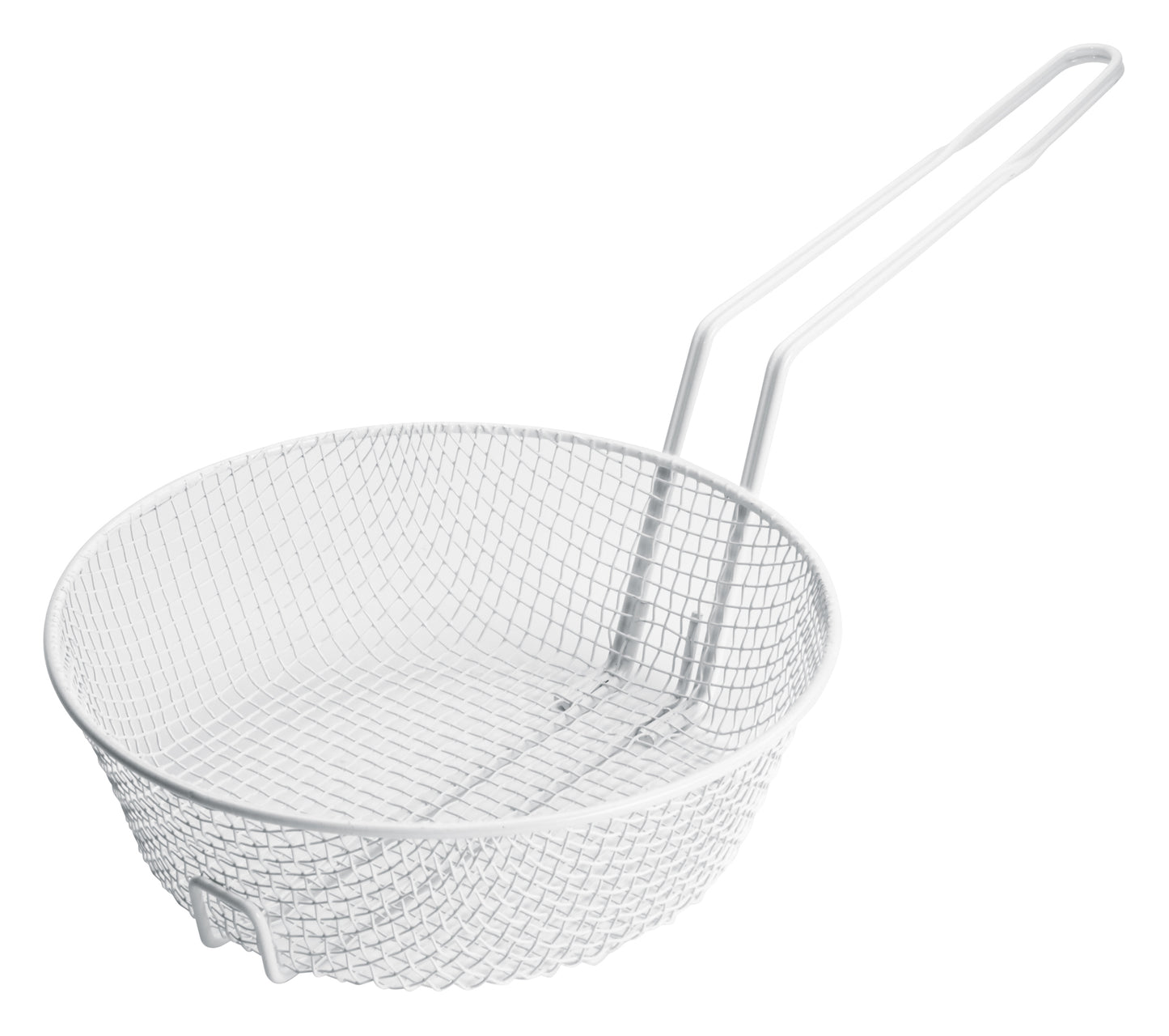 Winco MSBW-10M 10" White Plastic Coating Breading Basket, Medium Mesh