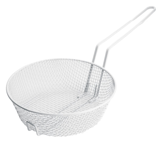 Winco MSBW-10M 10" White Plastic Coating Breading Basket, Medium Mesh