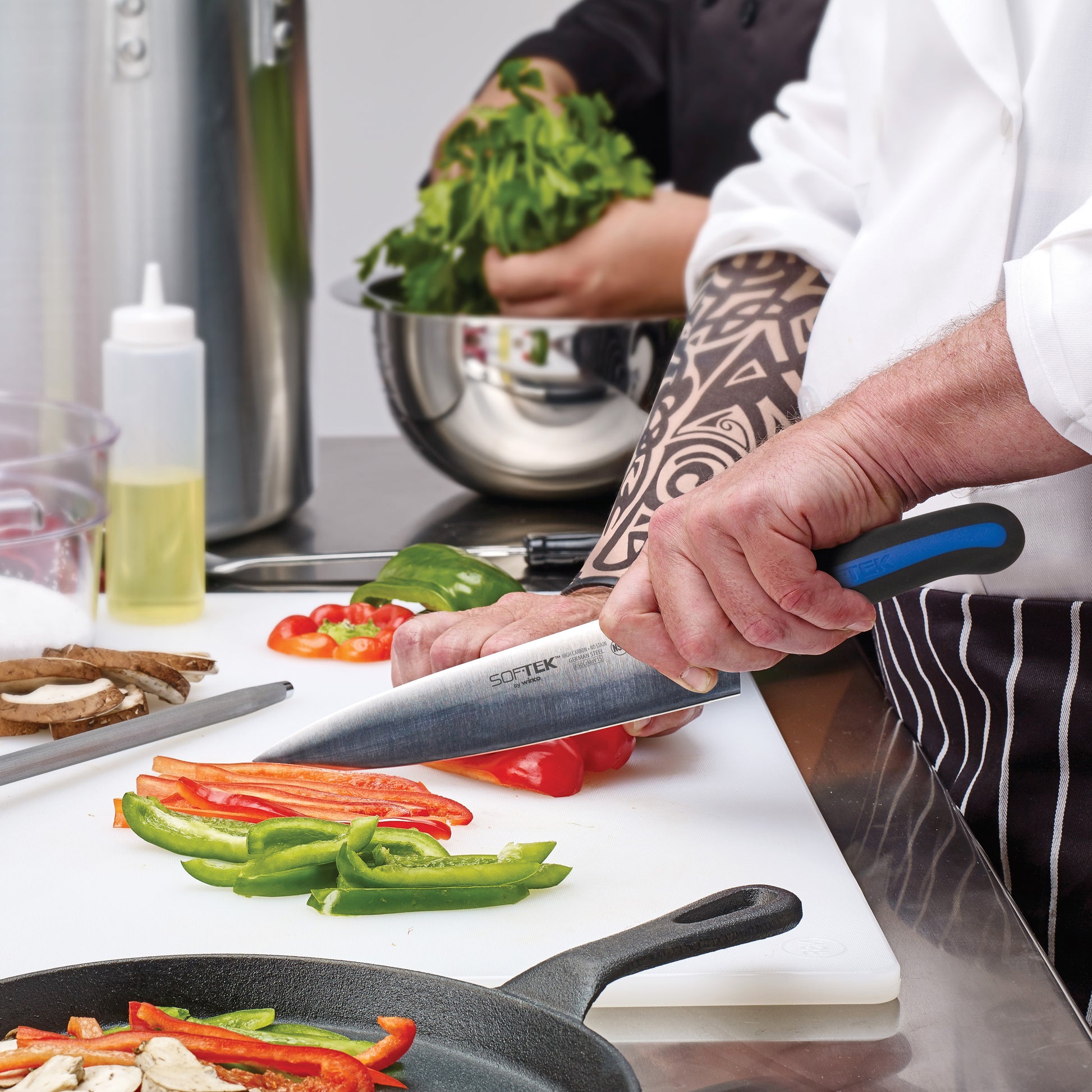 Winco KSTK-100 10" SofTek Cook's Knife, Soft Grip Handle