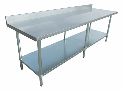 Omcan 23807 Elite Series 30" x 96" Stainless Steel Worktable with 4" Backsplash
