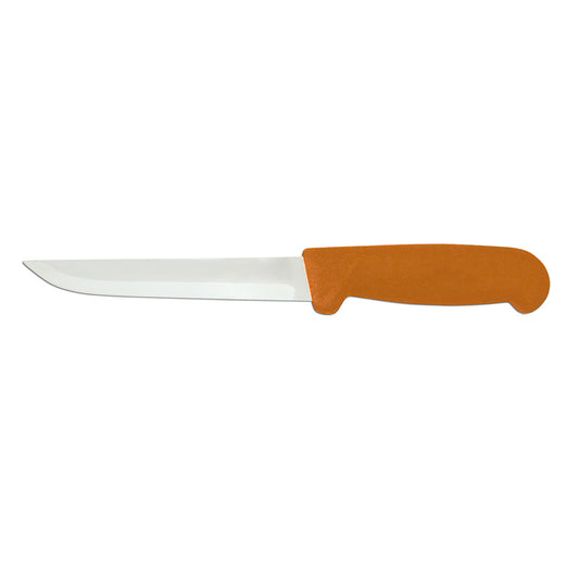 Omcan 11707 6-inch Straight Blade Boning Knife with Orange Polypropylene Handle