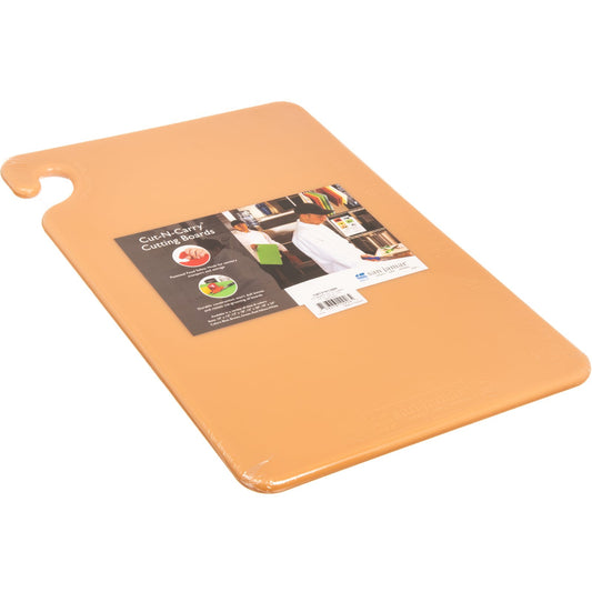 San Jamar CB121812BR 12" x 18" x 0.5" Brown Cut-N-Carry Cutting Board