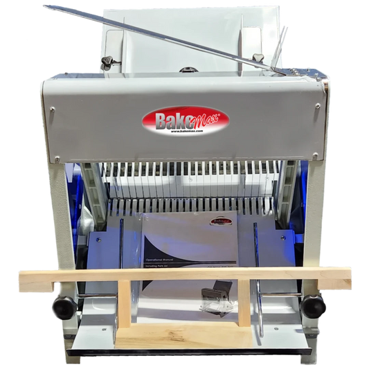 BakeMax BMGF003 Countertop Gravity Feed Soft Crusted Bread Slicer with 9/16″ Slice Thickness