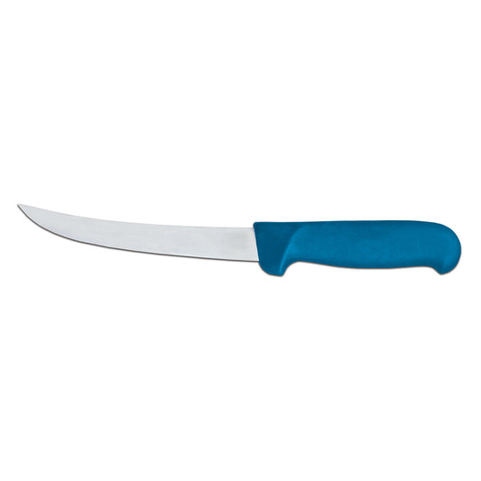 Omcan 23870 6-inch Curved Blade Boning Knife with Blue Super Fiber Handle