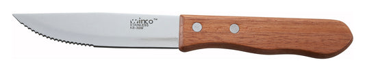 Winco KB-30W 5" Blade Pointed Tip Wooden Handle Jumbo Steak Knives