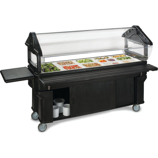 Carlisle 661103 6' x 2' x 4.2' Black Six Star Portable Food Bar with Storage and Legs