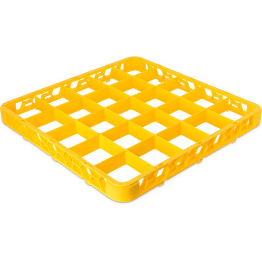 Carlisle RE25C04 Yellow 25-Compartment Polypropylene OptiClean Divided Glass Rack Extender 1.78"