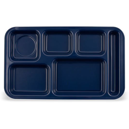Carlisle 4398250 15" x 9" Dark Blue 6-Compartment Melamine Right Hand Tray