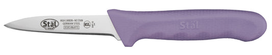 Winco KWP-30P 3-1/4" Purple Paring Knives, Allergen Free (2pcs/pk)