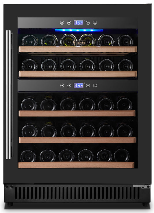 Omcan 48260 40 Bottle 23" Black Full Glass Door Vinovero Dual Zone Wine Cooler