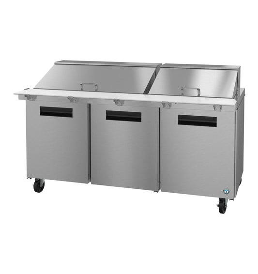 Hoshizaki SR72B-30M Three Section Stainless Doors Mega Top Prep Table Refrigerator