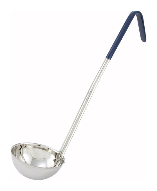 Winco LDC-8 8 oz. Blue Stainless Steel Ladle