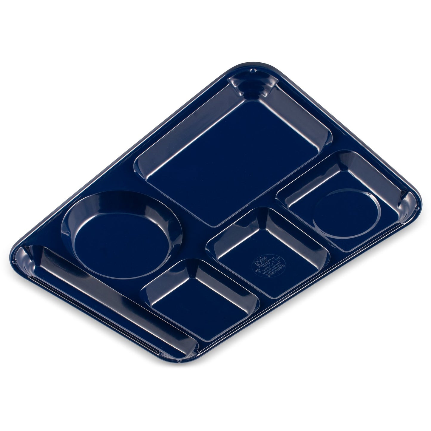 Carlisle 4398050 10" x 14" Dark Blue 6-Compartment Melamine Left-Hand Heavyweight Tray