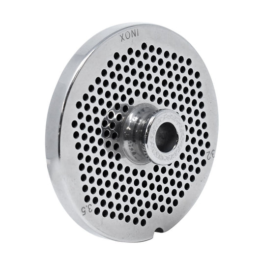 Omcan 37546 #32 One Notch/Round European Style Stainless Steel Plate with Hub, 3.5mm (9/64")