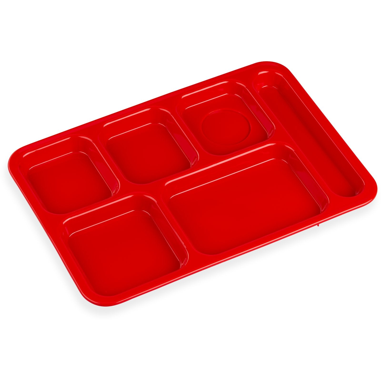 Carlisle P614R05 10" x 14" Red 6-Compartment Polypropylene Right-Hand Tray