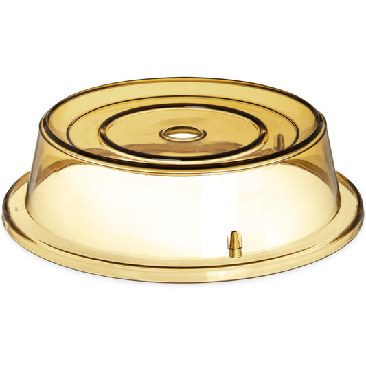 Carlisle 1989E13 10-3/16" to 10-1/4" 10.25" Amber Polycarbonate European Pin-Fired Plate Cover