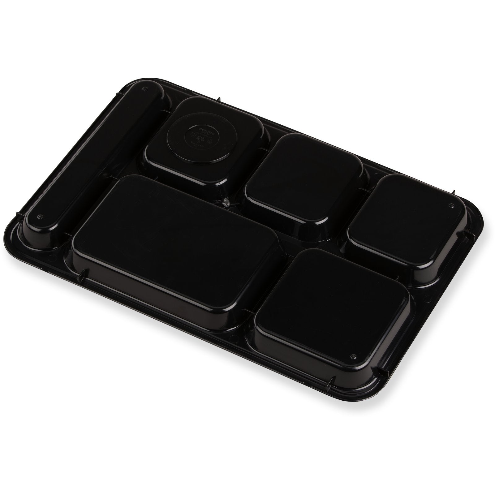 Carlisle 614R03 10" x 14" Black 6-Compartment ABS Right-Hand Tray