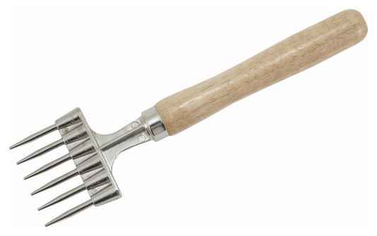 Winco ICH-9 Nickel Steel 6 Prong Ice Chipper w/ Wooden Handle