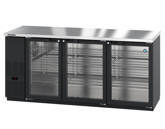 Hoshizaki BB80-G Black Three Section Vinyl Back Bar Back Bar, Glass Doors Refrigerator