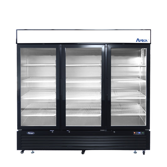Atosa MCF8724GR 69.54 Cuft Black Triple Glass Door Bottom Mount Merchandiser Refrigerator