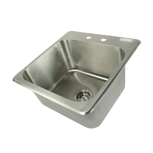 BK Resources DDI-18151024 One Compartment Stainless Steel Drop-In Sink 18L x 15W x 10D Bowls