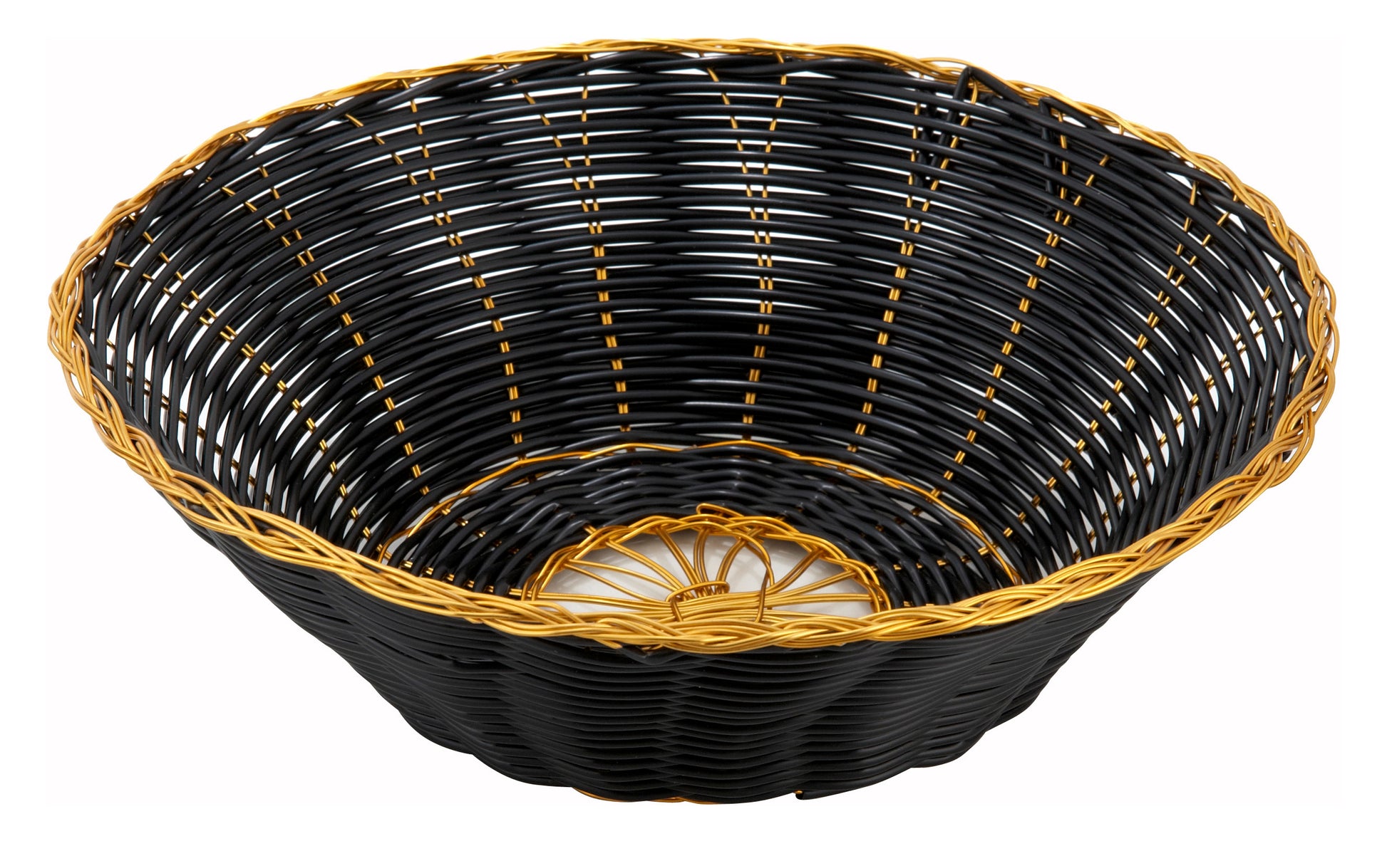 Winco PWBK-8R 8-1/4" x 2-1/4" Black/Gold Poly Woven Baskets