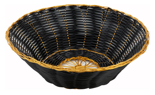 Winco PWBK-8R 8-1/4" x 2-1/4" Black/Gold Poly Woven Baskets