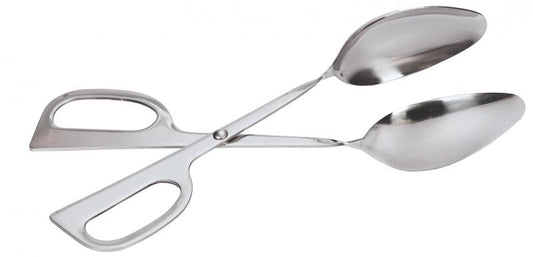Omcan 80425 10-inch Stainless Steel Scissor Salad Tongs - Double Spoons