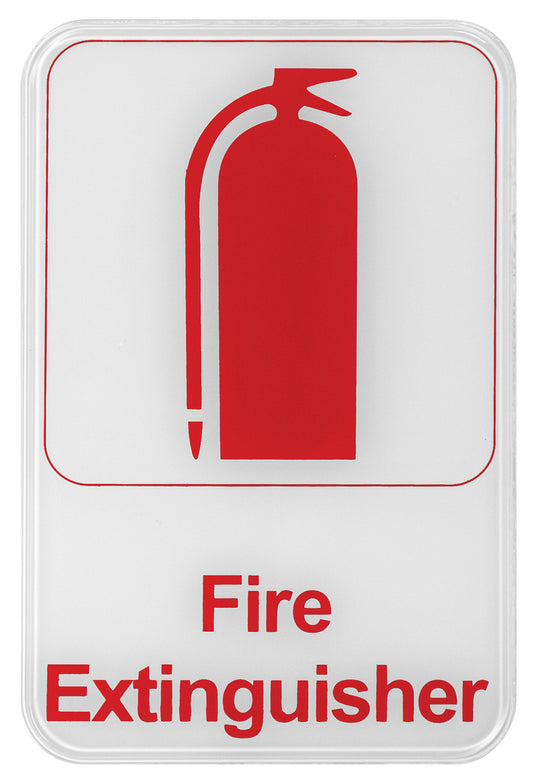 Winco SGN-682W 6" x 9" White Information Sign - "Fire Extinguisher"