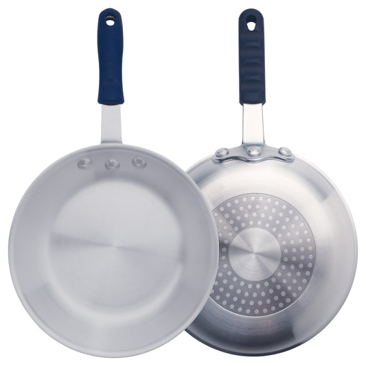 Winco AFPI-8H 8" Natural Finish Aluminum Induction Ready Fry Pan w/ Stainless Steel Bottom