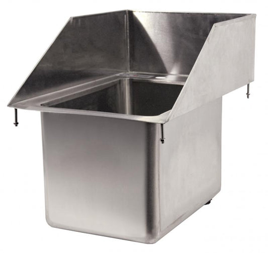 Omcan 39786 10" x 14" x 10" Single Stainless Steel Drop in Sink with 6" Left-Back-Right Splash