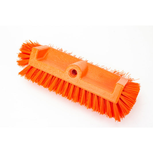 Carlisle 40422EC24 12" Orange Color Coded Mult-Level Floor Scrub Brush with End Bristles