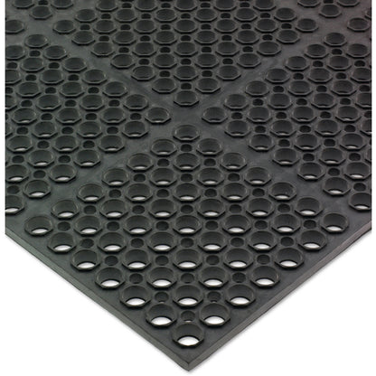 San Jamar KM2100 3' x 5' x 3/4" Black Rubber Tuf-Mats Medium Duty