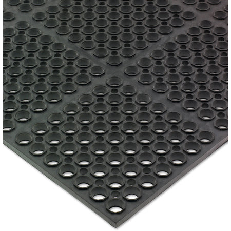 San Jamar KM2100 3' x 5' x 3/4" Black Rubber Tuf-Mats Medium Duty