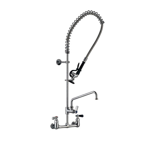 Thorinox WM-200-S8 Wall Mounted Pre-Rinse Faucet with 55" Flexible Hose, Couple Fittings, 8" Spout and 98-ASWV