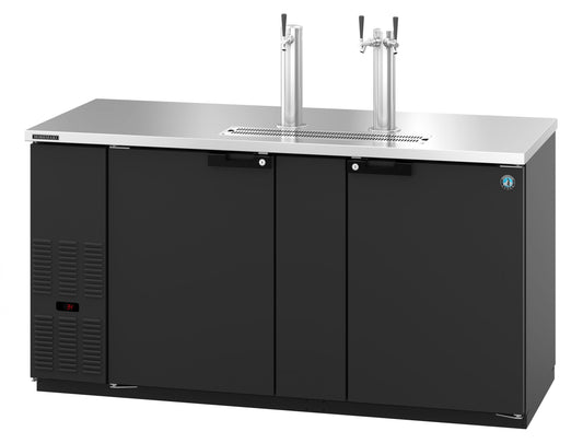 Hoshizaki DD69 Black Two Section Vinyl Back Bar Direct Draw, Solid Doors Refrigerator