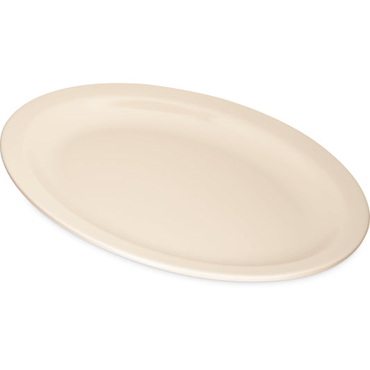 Carlisle KL12725 12" x 9" Tan Oval Kingline Melamine Platter Tray