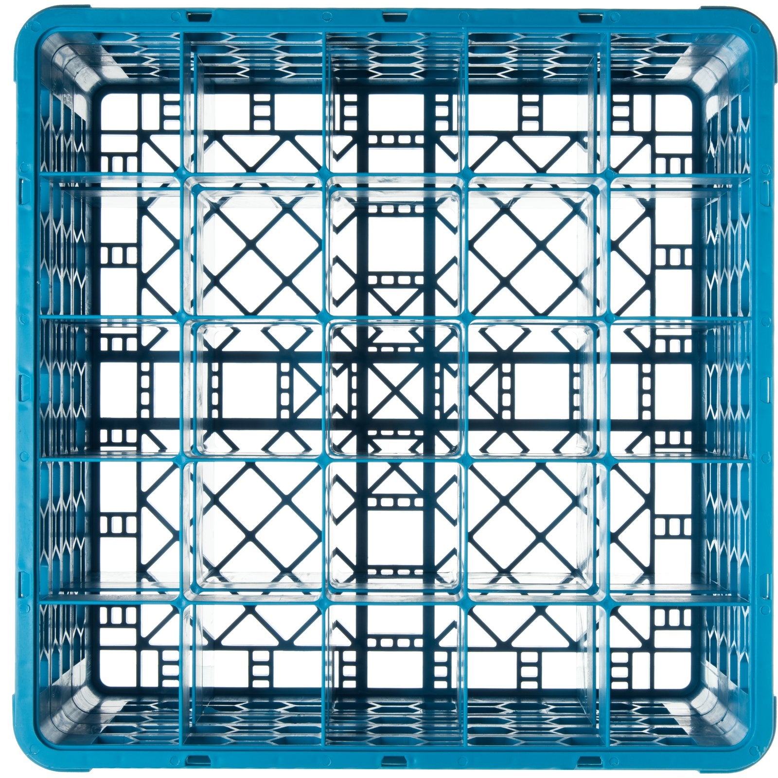 Carlisle RG25-314 Carlisle Blue 25-Compartment Polypropylene OptiClean Divided Glass Rack with 3 Extenders 8.72"