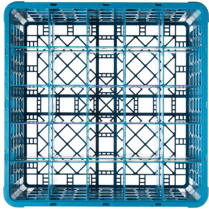 Carlisle RG25-314 Carlisle Blue 25-Compartment Polypropylene OptiClean Divided Glass Rack with 3 Extenders 8.72"