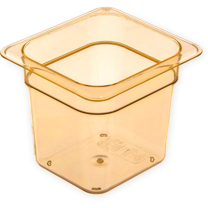 Carlisle 3088513 1/6 Size Amber High Heat Plastic StorPlus Food Pan, 6" Deep