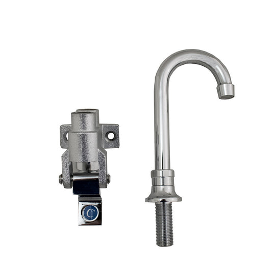 BK Resources BKSMFV-DGS-G Dual Pedal Metering Foot Valve Kit w/ Deck Mount Faucet - 3.5" Gooseneck Spout