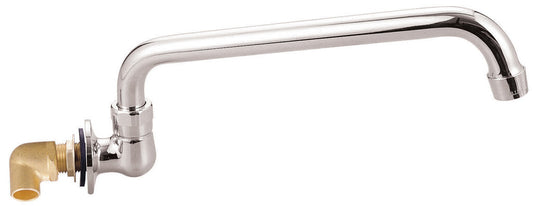 BK Resources BKF-WMB-18-G Chrome-Plated Brass Faucet, Splash Mount Spout Base, 18" Swing-Swivel Spout