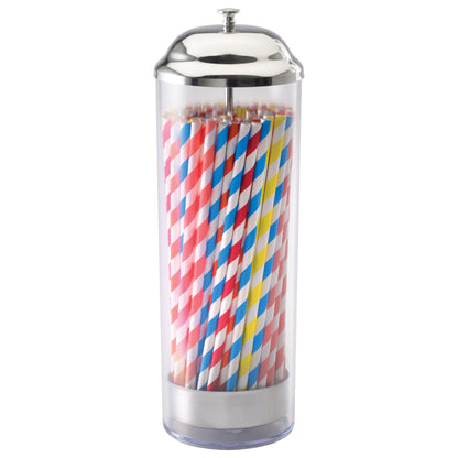 Winco SDP-3 Stainless Steel Top Straw Dispenser