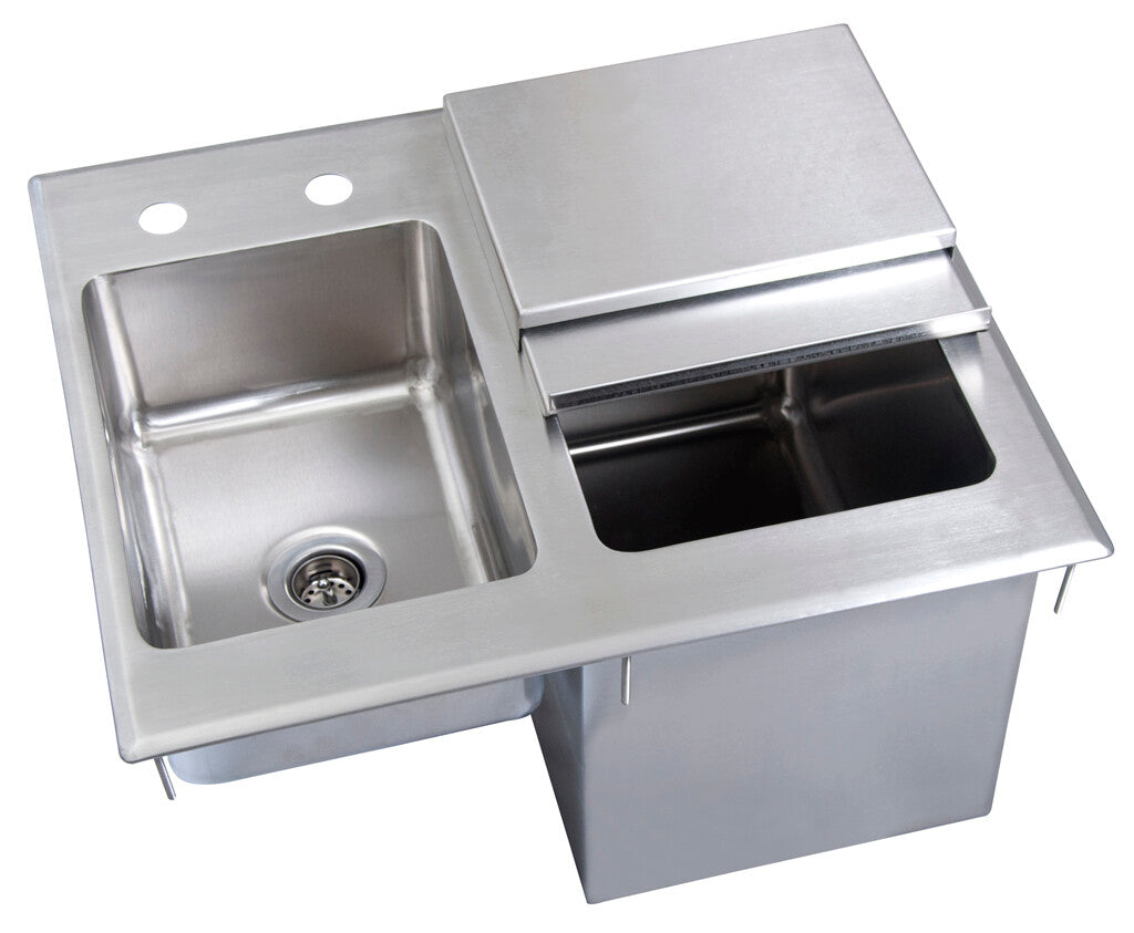 BK Resources BK-DIBHL-2118 Stainless Steel Drop In Ice Bin w/ Basin And Lid 21"x18"