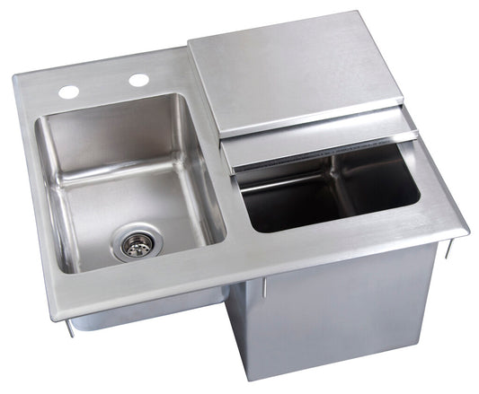BK Resources BK-DIBHL-2118 Stainless Steel Drop In Ice Bin w/ Basin And Lid 21"x18"