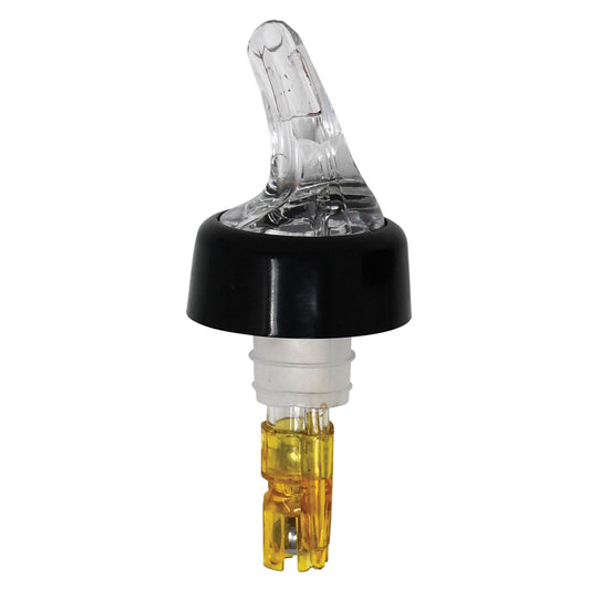 Omcan 80884 1 1/2 oz Clear Spout / Yellow Tail Measured Liquor Pourer with Collar