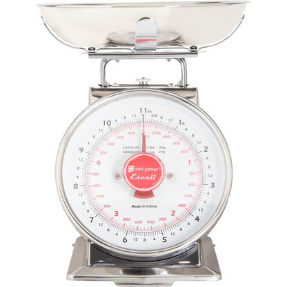 San Jamar SCDLB11 11 lb/5 kg Chrome Dial Scale with Bowl - China